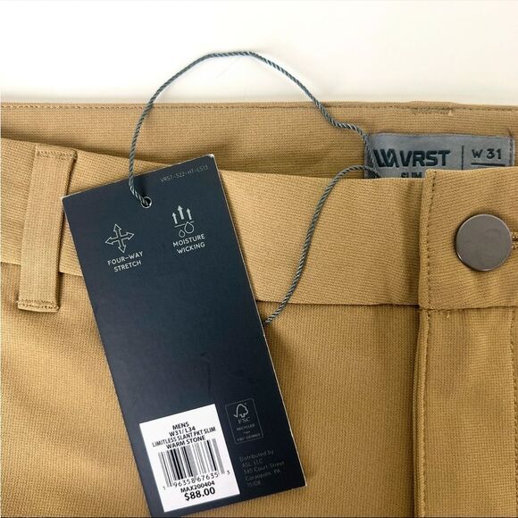 NWT VRST Slim Fit Pants Khaki Athleisure Pants - Picture 7 of 11